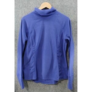 Athletic Works Womens Fleece Mock Neck Long Sleeve Top Blue Size Medium